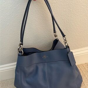 Coach Navy Leather Shoulder Bag